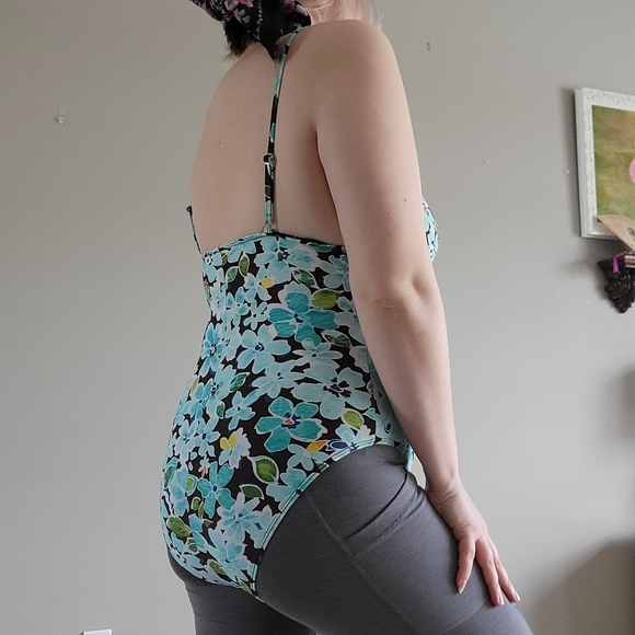 Vintage 90s One Piece Swimsuit Triangle Top Bust - Picture 2 of 11